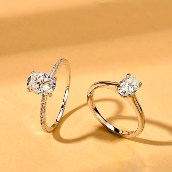 Solitaire Moissanite💍 1.5 Carats Halo Oval Cut Wedding Engagement Promis… - Picture 2 of 10